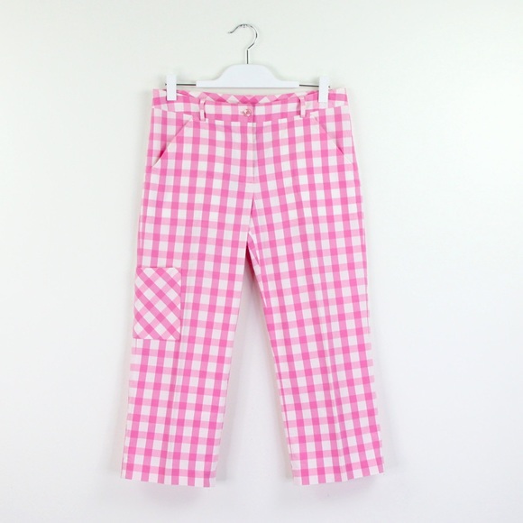 Vintage Lilly Pulitzer Pink Gingham Check lightweight Cottagecore Crop Pants 10